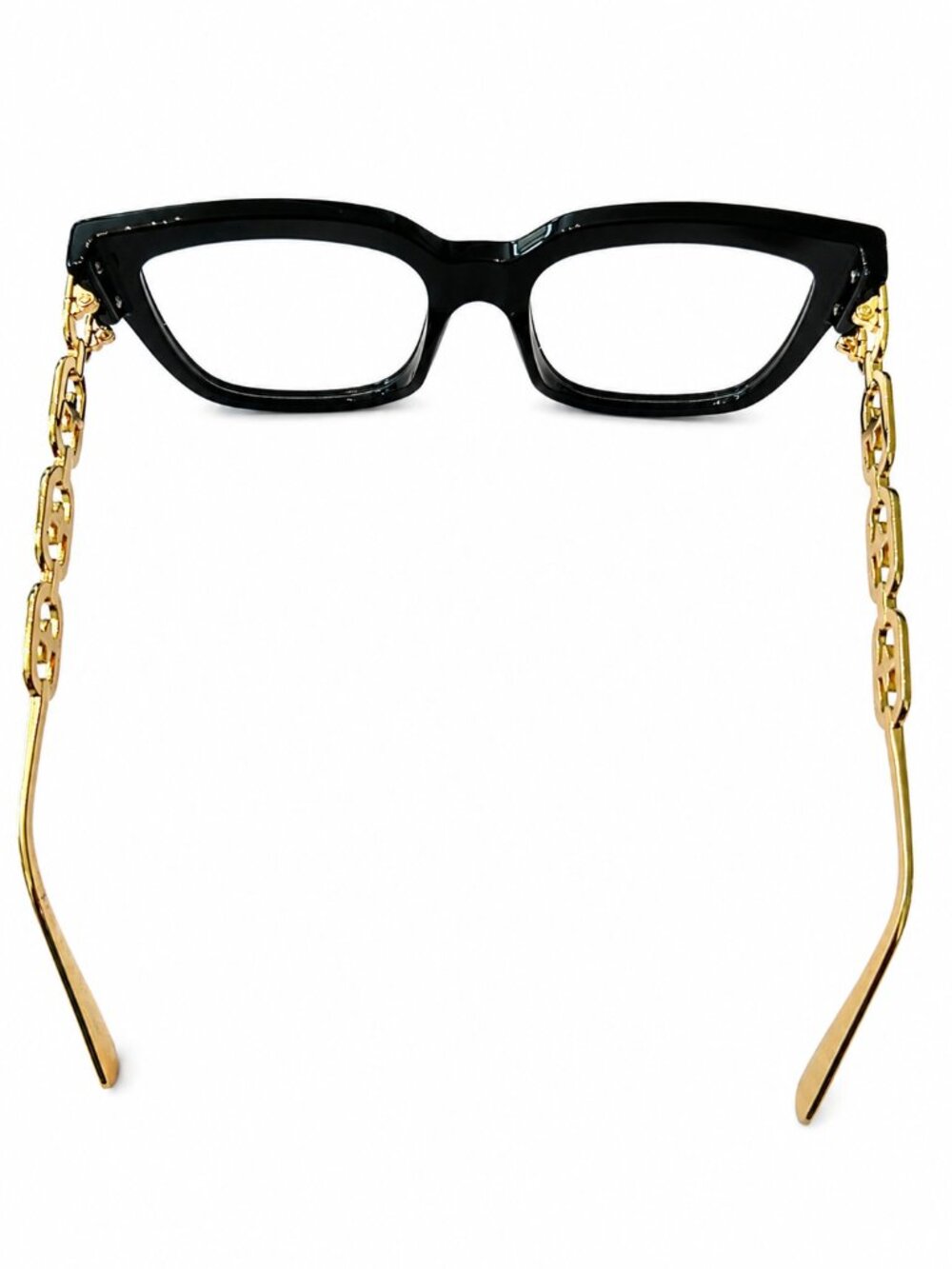 Black and Gold Chain Link Eyeglass Frames 55-18-143 - Picture 5 of 9